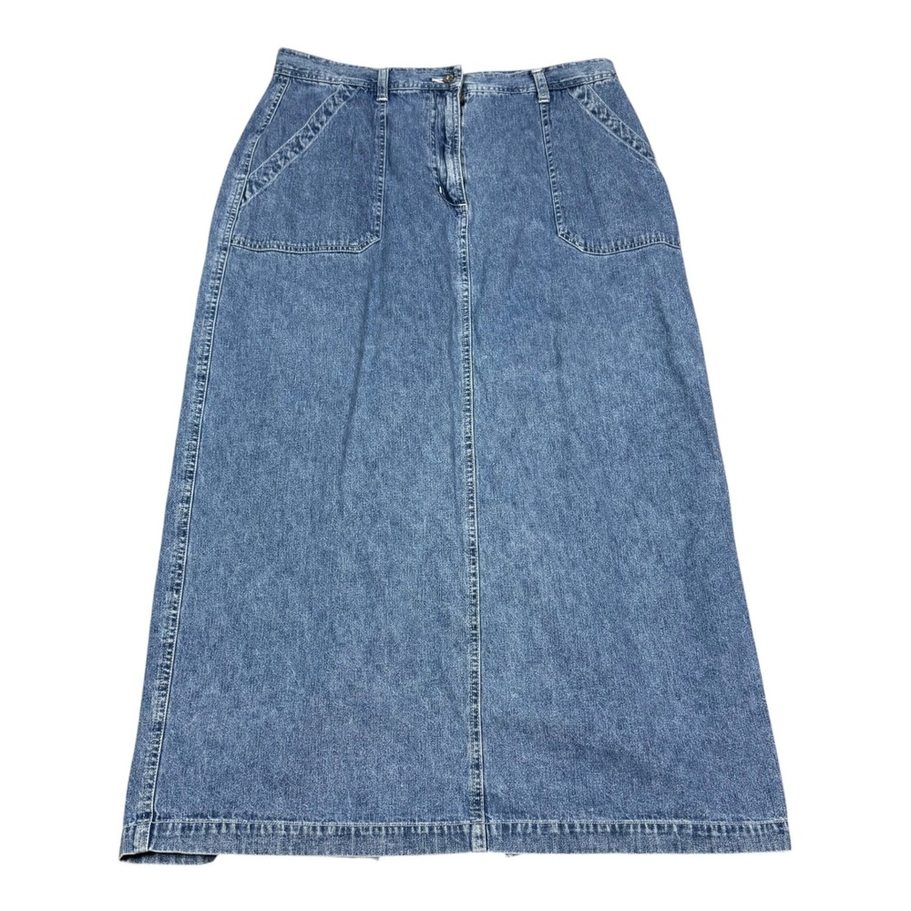 Vintage 2000s Faded Glory A-Line Maxi Denim Skirt Women's 14 (32" Waist)
